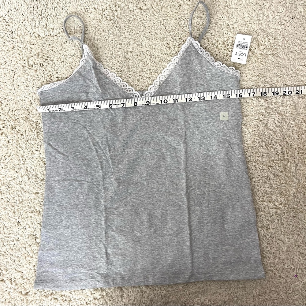 LOFT Women's Grey Lace Trim Camisole Top - Picture 2 of 6